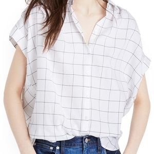 MADEWELL XS White Grid Short Sleeve Button Down